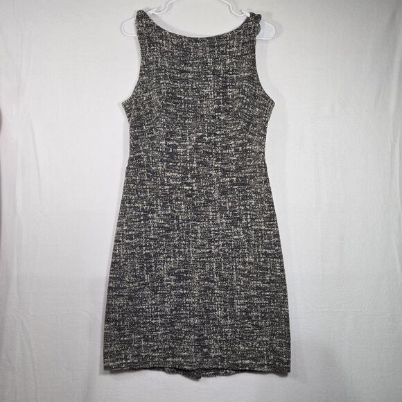 MM LaFleur The Lydia Boucle Black White Tweed Twist Strap Sheath Career Dress 10 - Picture 1 of 11